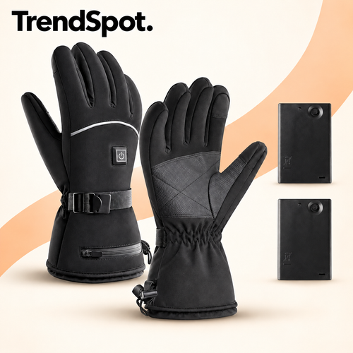 Gants chauffants noirs et deux boîtiers à piles — TrendSpot