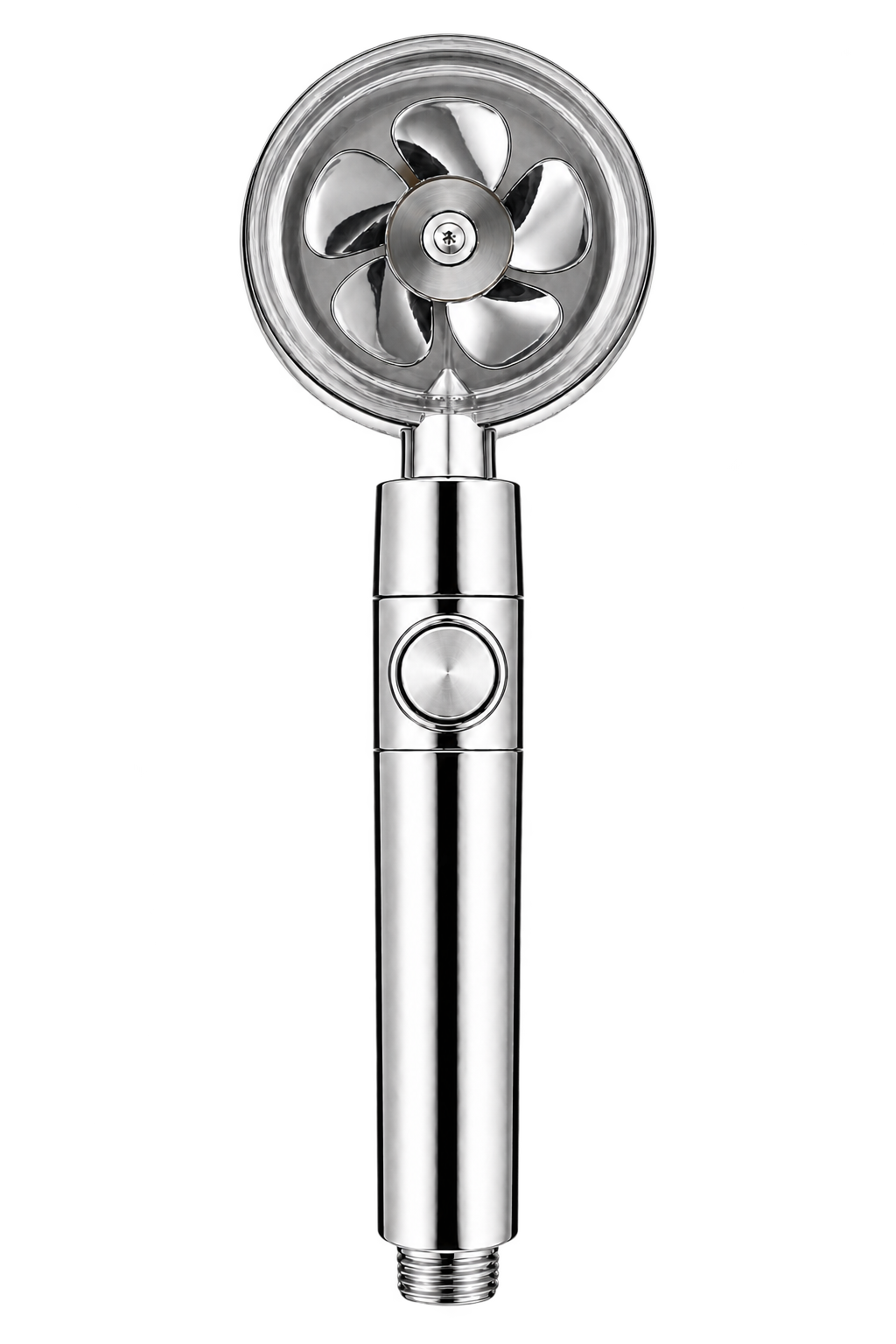 Pommeau Turbo 360 chromé à hélice argentée