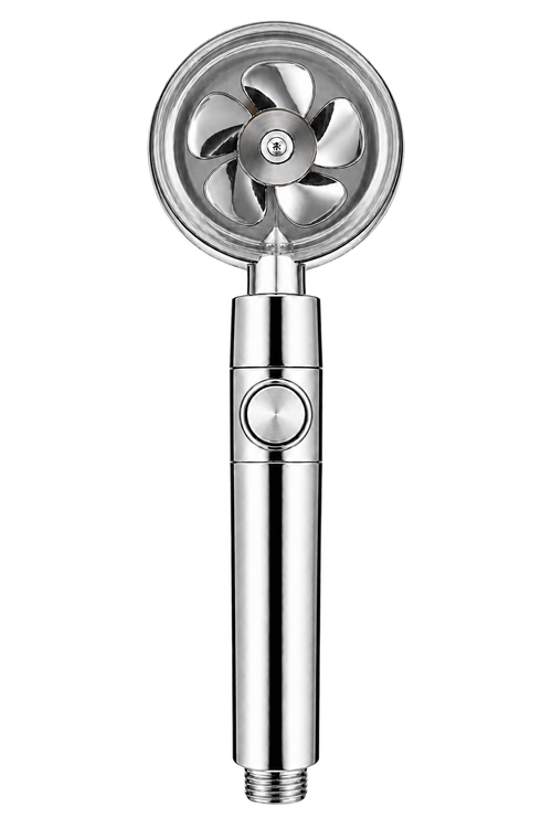 Pommeau Turbo 360 chromé à hélice argentée