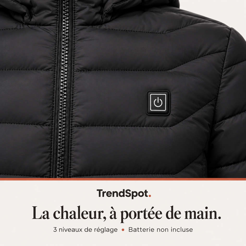 Commande de la veste : trois niveaux de réglage, batterie non incluse